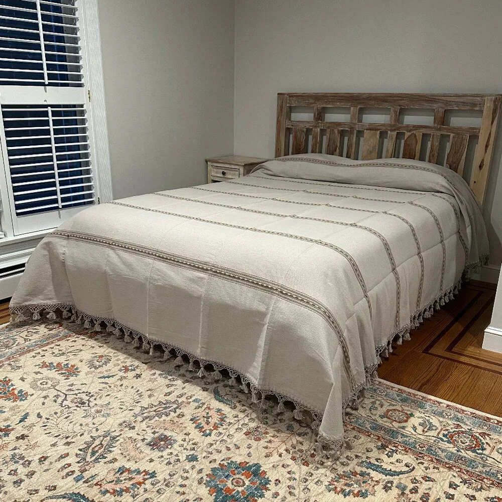 Queen Size Cotton Bedspread/Quilt. From Oaxaca Mex. Hand loom, Bed covers,